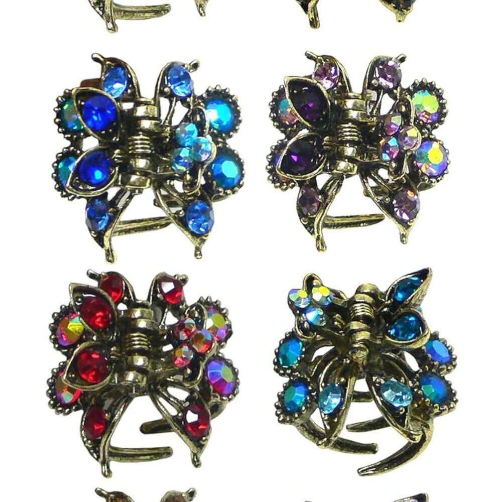 Mini Hair Claws Set 8 Metal Small Clips for Hair Styling Bun Ponytail